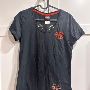 Harley-Davidson Women's Black Tee with Orange Logo